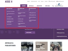Screenshot, markiert ist das aufgeklappte Themen-Menü