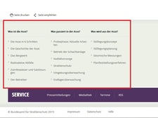 Screenshot: Fußbereich der Startseite