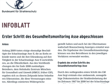 Erster Schritt des Gesundheitsmonitoring Asse abgeschlossen Erster Schritt des Gesundheitsmonitoring Asse abgeschlossen