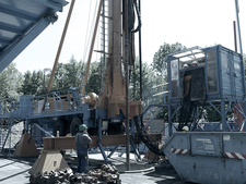 Bohranlage zur Erkundung für den geplanten Bergungsschacht