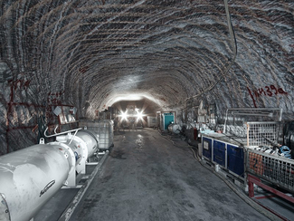 Strecke vor der Einlagerungskammer12 in 750 Meter Tiefe (nördliche Richtstrecke nach Osten)