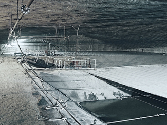 Speicherbecken für Zutrittswässer auf der 490-m-Sohle nach der Sanierung