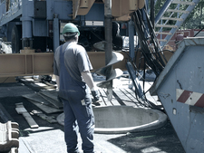A worker starts the drilling for the new shaft 5