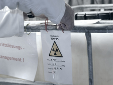 The warning sign for radioactivity inside the Asse repository