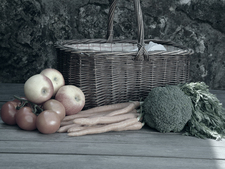Basket with Fruits and Vegetables