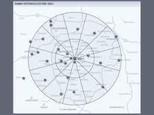 Environmental monitoring: Map of measuring probes in the vicinity of the Asse repository