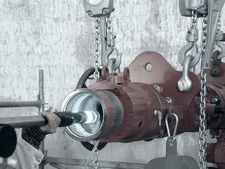 A measuring probe is placed into the drilling
