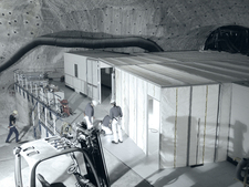 Set-up measurement containers and setting-up of tarpaulins to separate the work area
