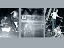 Bildcollage: Bergarbeiter unter Tage