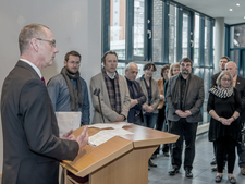 Der Hauptstellenleiter Facility Management bei der Bundesanstalt für Immobilienaufgaben Wolfgang Blaurock spricht ein Grußwort