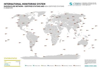 All radionuclide measurement stations of CTBTO are recorded on the world map
