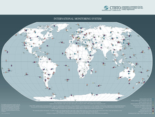 World map with measuring stations