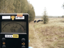Here, the measuring instrument displays 7 microsieverts per hour.