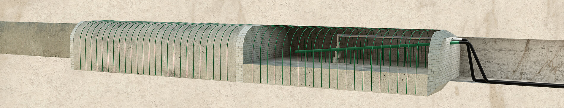 Infografik Verschlussbauwerk Infographic showing how underground cavities in the Morsleben repository are getting filled with concrete.