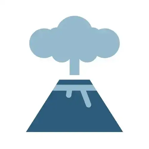 Schmatische Darstellung eines aktiven Vulkans als Symbol für das Ausschlusskriterium Vulkanismus.