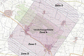 3D-Seismik: Grafische Darstellung des Messnetzes im Gelände um die Schachtanlage Asse herum.