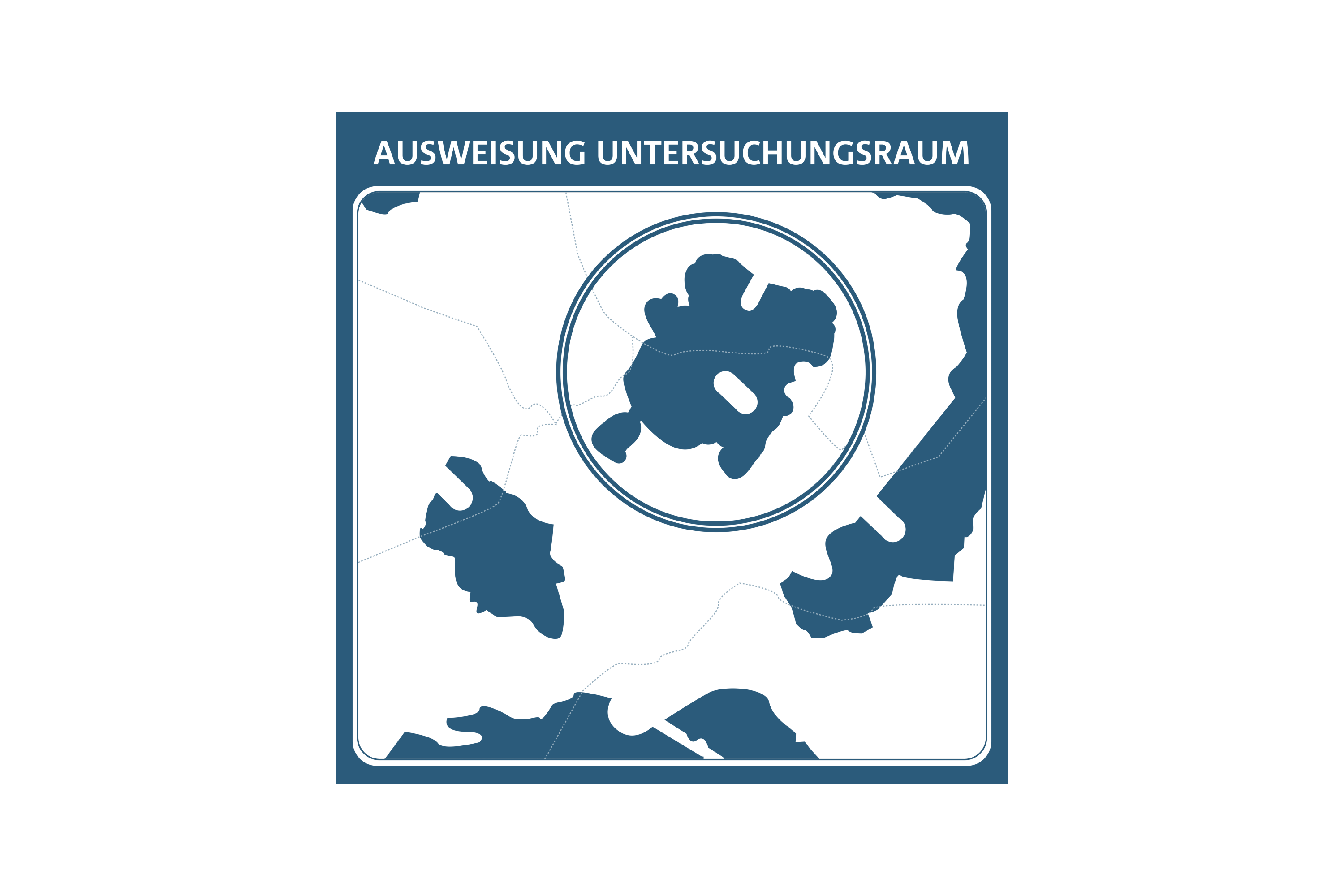 Schematische Darstellung einer Landkarte, auf der ein Gebiet eingekreist ist. Dies steht für die Ausweisung von Untersuchungsräumen, die für die Endlagersuche notwendig sind.