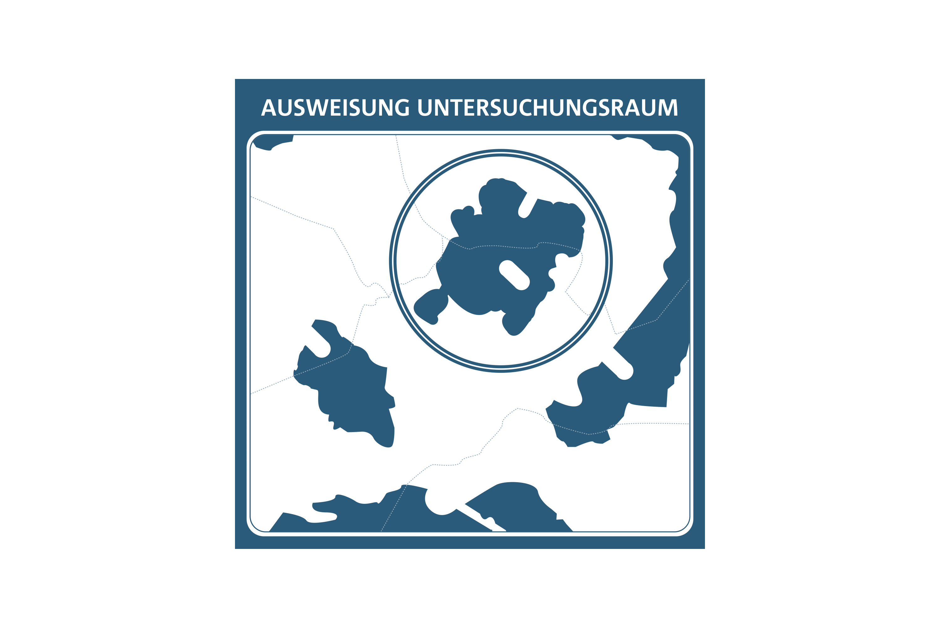 Schematische Darstellung einer Landkarte, auf der ein Gebiet eingekreist ist. Dies steht für die Ausweisung von Untersuchungsräumen, die für die Endlagersuche notwendig sind.