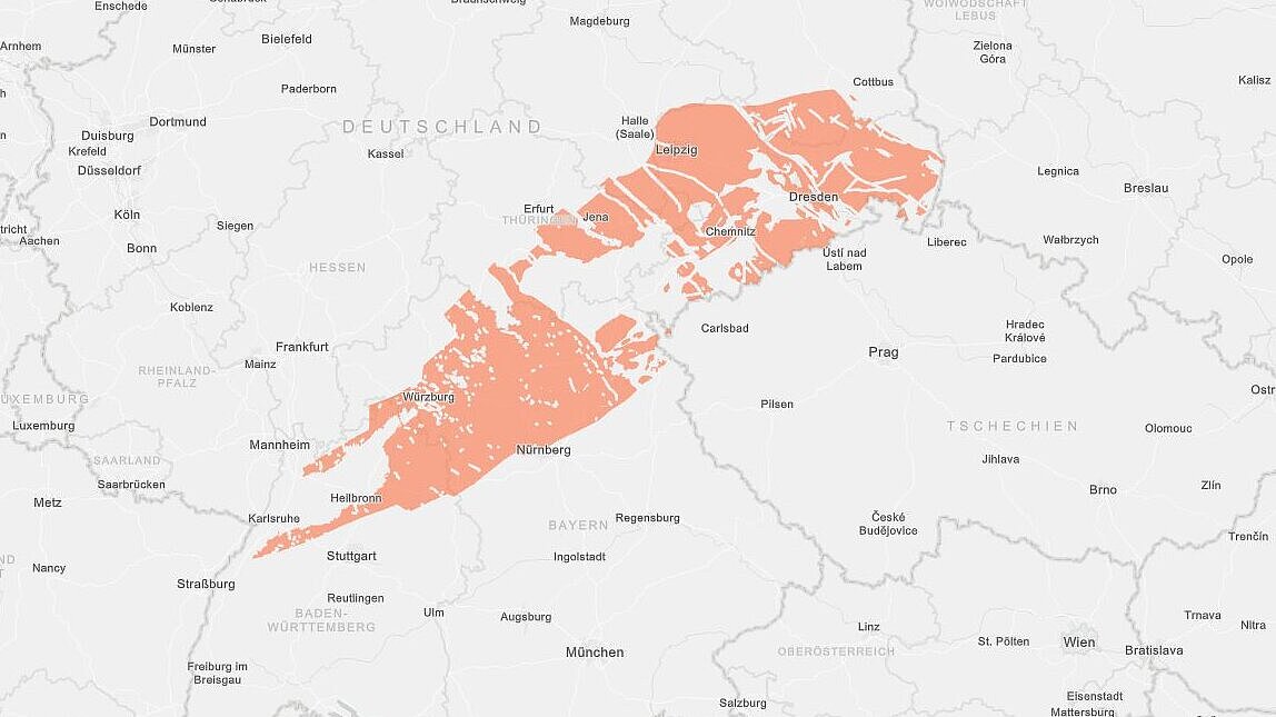 Orange markiert auf einer Karte: das Teilgebiet 009_00