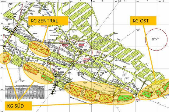 Einlagerungskammern auf der 750-Meter-Ebene (Risszeichnung)