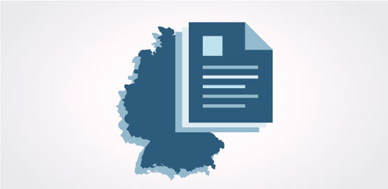 Piktogramm mit einer Deutschlandkarte und einem Bericht