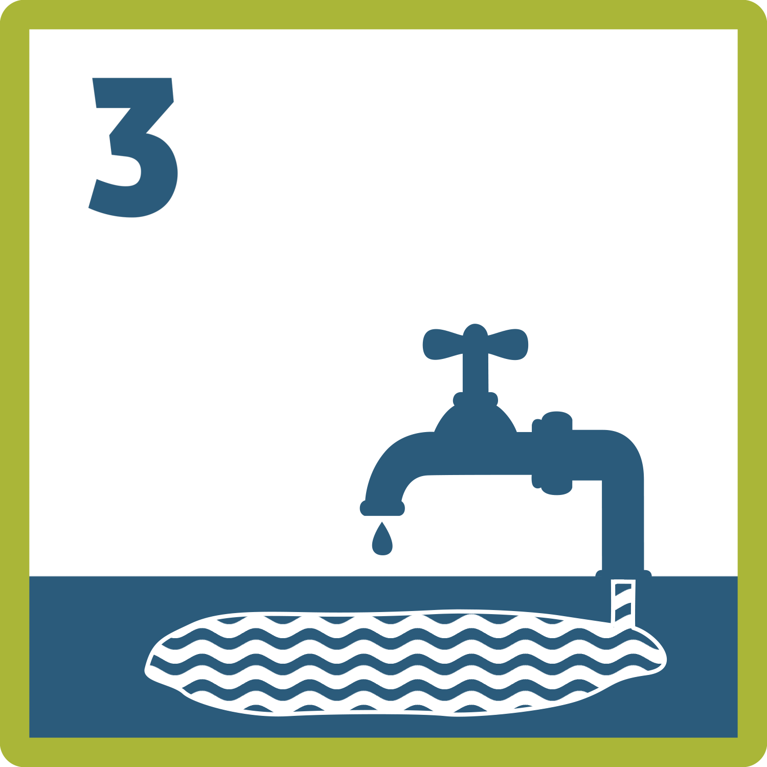 Piktogramm: ein tropfender Wasserhahn, dessen Rohr in ein oberflächennahes Wasservorkommen reicht